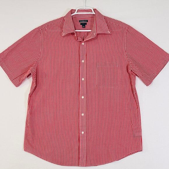 Croft & Barrow Mens Button Down Dad Shirt Large Red White Picnic Check - Picture 1 of 10